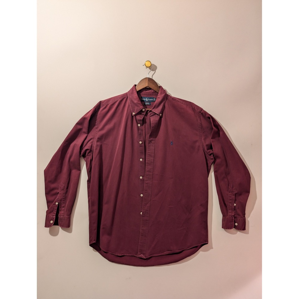 Ralph Lauren Blake Shirt Mens XL Burgundy Excellent Cotton Long Sleeve Preppy